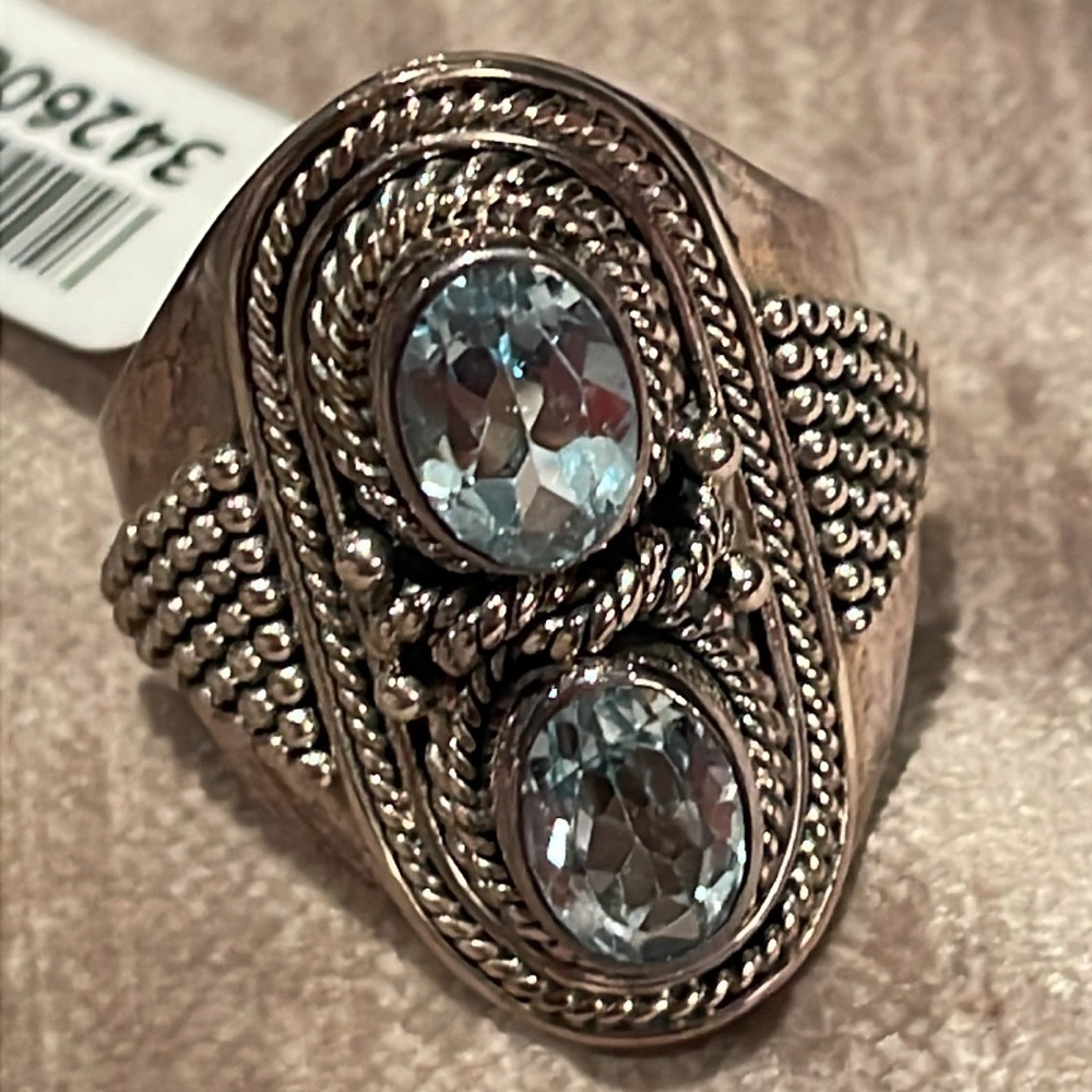 Blue Topaz Sterling Silver 925 Ring NWTS - Picture 6 of 6